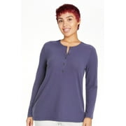 GH Bass Womens Textured Henley Top Blue XX-Large