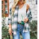 thumbnail image 2 of Abrigo A Cuadros De Manga Larga Solapa Con Botones Abajo Abrigo Informal De Mujer Simple Y Elegante Para La Vida Diaria Compras Vacaciones Citas Verde S, 2 of 6