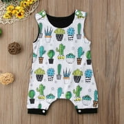 Newborn  Baby Boys Girls Sleeveless Cactus Print Romper Jumpsuit Clothes Outfits 0-2T