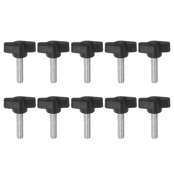 Uxcell 10 Packs M6 x 25mm Male Thread T/Z Wing Knobs Thumb Screw Clamping Knobs Grip Black