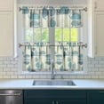 thumbnail image 3 of Kitchen Curtains 24 Inch Short - 3 Panel Set, Shark Whale Dolphin Ocean Theme, Rod Pocket Window Curtain, 100% Polyester for Nautical Farmhouse Kitchen, Easy Wash, 3 of 6
