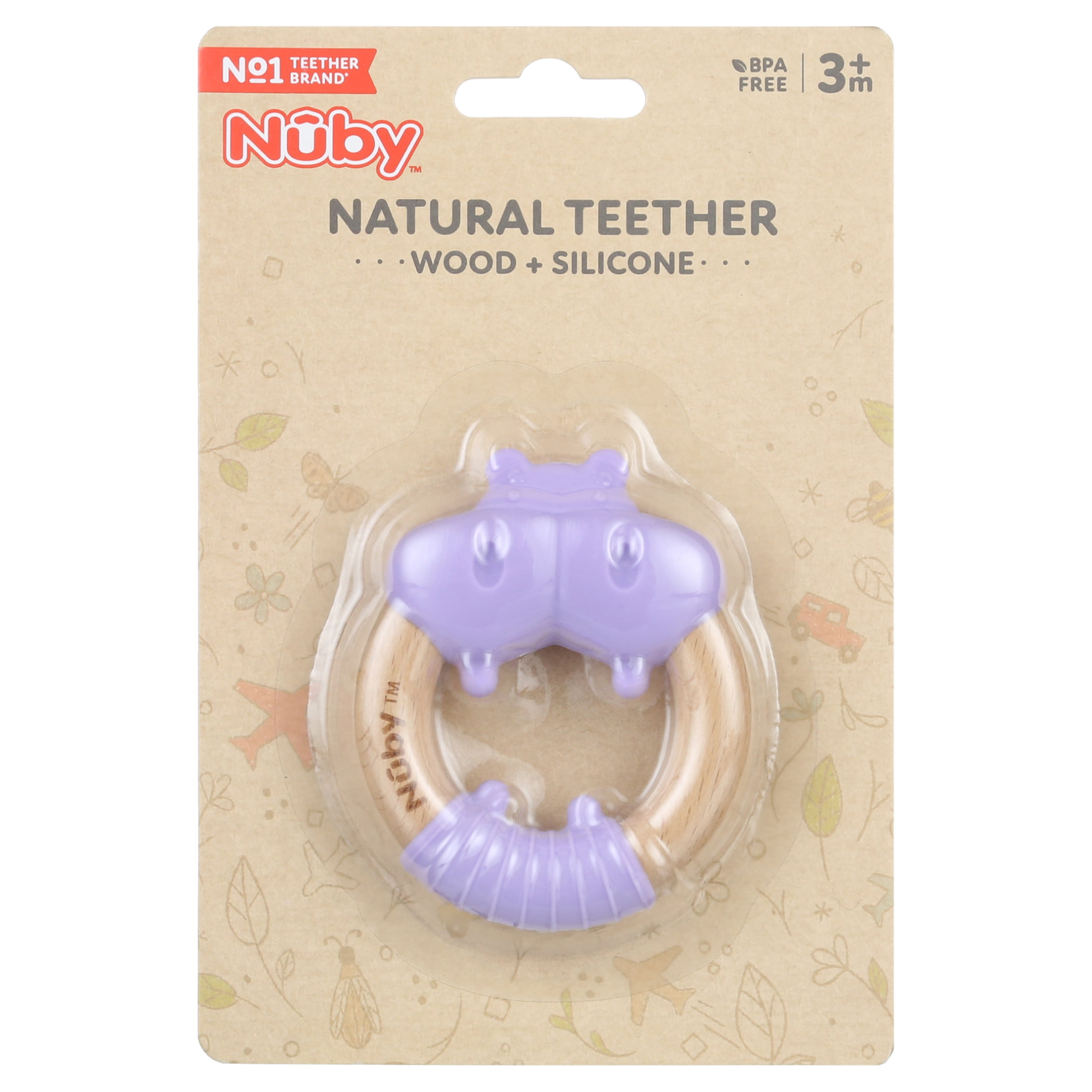 JER Wooden Teether Rings Natural Wood Teething Toys for Infant Soothing Pain Relief Toys for Baby 4Pack