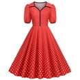 thumbnail image 2 of Baqcunre Womens Dresses Women Casual Polka Dot Short Sleeve 1950S Housewife Evening Party Prom Dress Womens Dresses Renaissance Dress Prom Dress Red Dress M, 2 of 8