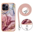 thumbnail image 7 of Mantto for iPhone 14 Pro Max Case, with Lanyard Adjustable Strap, Marble Pattern Soft TPU Bumper Hard PC Back Shockproof Protective Glossy Stylish Durable Phone Case for Women Girls,Rose-carmine, 7 of 7