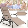 thumbnail image 5 of GVN Outdoor Chaise Lounge Glider Chair with Armrests and Pillow-Rustic Brown, 5 of 9