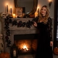 thumbnail image 6 of Gothic Halloween Decor Black Halloween Garland 69 Inch Spooky Halloween Decorations for Home Haunted House Decor Black and Red Party Decor, 1 Pack, 6 of 7