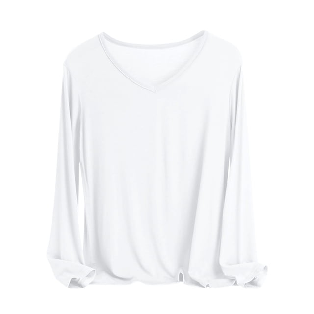 MeetoTime Women's Long Sleeve Shirts Soft Lightweight Undershirts V-Neck Slim Tees Basic Layer Pullover Tops