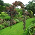 thumbnail image 5 of Pinypikaka Metal Garden Arch, 86" H Outdoor Lawn Arbor with Stakes, Garden Arch Arbor Trellis for Climbing Plants, Roses, Vines, Wedding Archway Decor for Lawn, Patio, Party, Backyard, 5 of 6