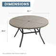 thumbnail image 2 of Vicllax Outdoor Patio Dining Table Dia.53" Slatted Tabletop Metal Frame with Umbrella Hole, Graywood, 2 of 7
