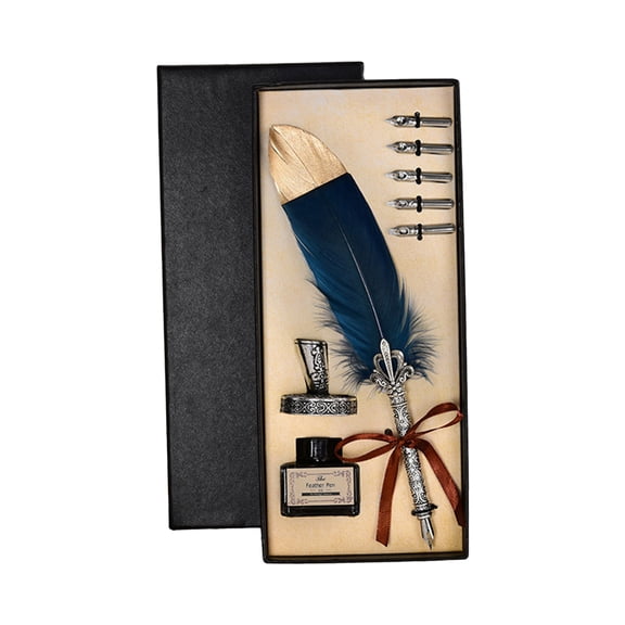 Quill Pen and Ink Set Feather Pen Ink Set Calligraphy Pen Set Fountain Dip Pen and Ink Set, Calligraphy Pen for Writing