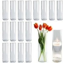 18pcs Glass Vase Cylinder Vases for Centerpieces Small Flower Glass Clear Vases Home Decor Centerpiece Table Flower Vase Decorations for Office Beautification＆Holiday 7.5 Inch Tall