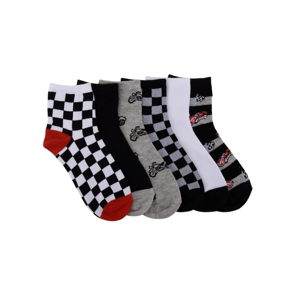Wonder Nation Mid Crew Graphic Socks, 6-Pack Boys Shoe Size S (4-8.5) - L (3-9)