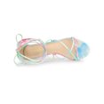 thumbnail image 4 of BLISSFUL STEP Women's Shoes Tie-Dye Strappy Lace-Up Open Toe Kitten Heels Sandals  Green Pink 8.5, 4 of 7