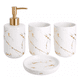 thumbnail image 1 of Juego De Accesorios Para Baño Con Diseño Mármol Elegante blanco dorado, 1 of 5