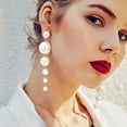 thumbnail image 4 of NETSENG Women Earrings Pearls Long Dangle Ear Cuff Stud Earrings Eardrop Jewelry Gift, 4 of 7