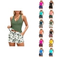 thumbnail image 1 of Womens Tankini Bathing Suits 2026 Trendy Modest Deep V Neck Crossover Top with Swim Shorts Swimming Suits for Women 2 Pieces, 1 of 5