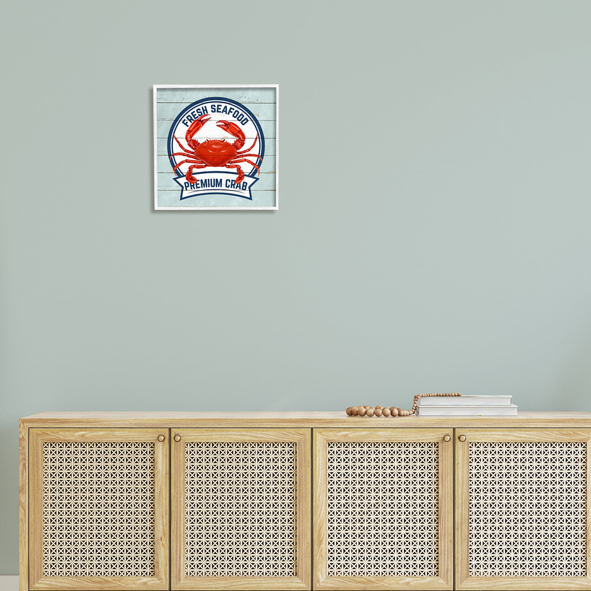 Stupell Industries Fresh Seafood Crab Sign Quote Rustic Nautical Boathouse, 17 x 17, Design by Kim Allen