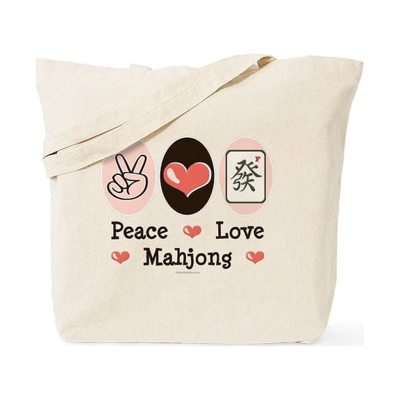 CafePress - Peace Love Mahjong Tote Bag - Unisex Canvas Tote Bag, Beige, 1-Piece
