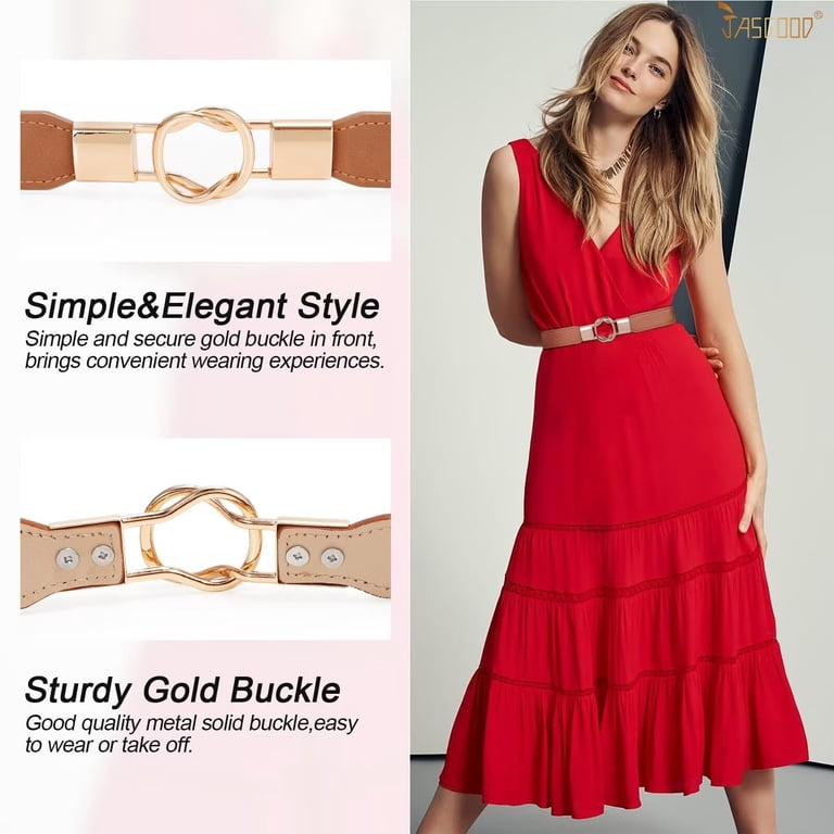 3pcs Jasgood Women Elastic Skinny Belt for Dresses Jeans Pants Ladies Thin Belts, Women's, Size: Fit Waist 34-43, Gray