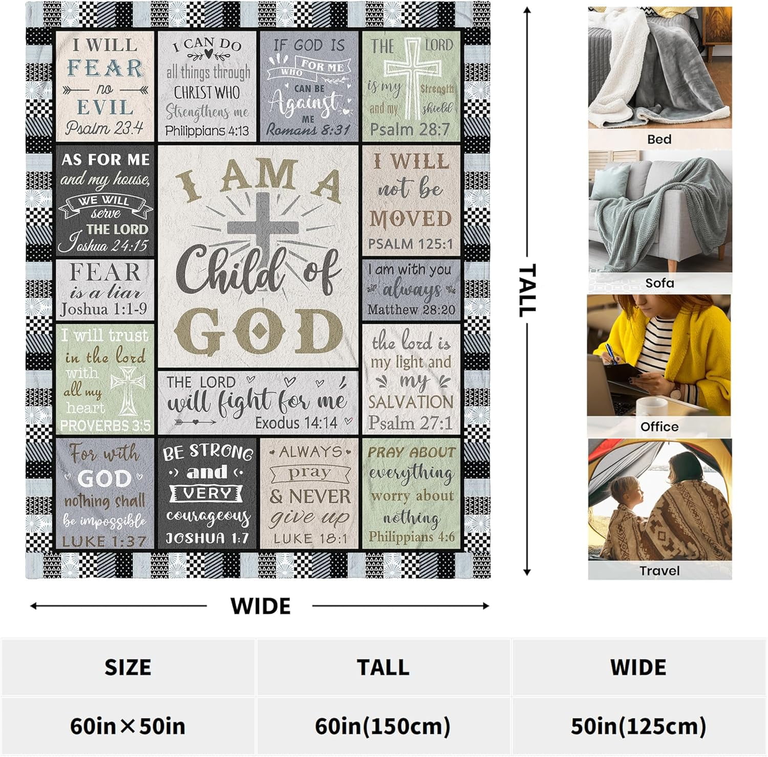 Christian Gifts for Men Women Blanket - Inspirational Religious Birthday Gifts - Baptism Confirmation Gifts for Boys Men Women - Catholic Spiritual Gifts for Men Women