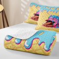 thumbnail image 4 of Castle Fairy Baseball Helmet Quilt King,Waffle Ice Cream Drip King Coverlet Set,Pink Blue Yellow, 4 of 7