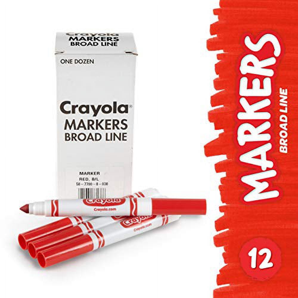 Bulk Broad Line Marker, Broad Bullet Tip, Red, 12/Box