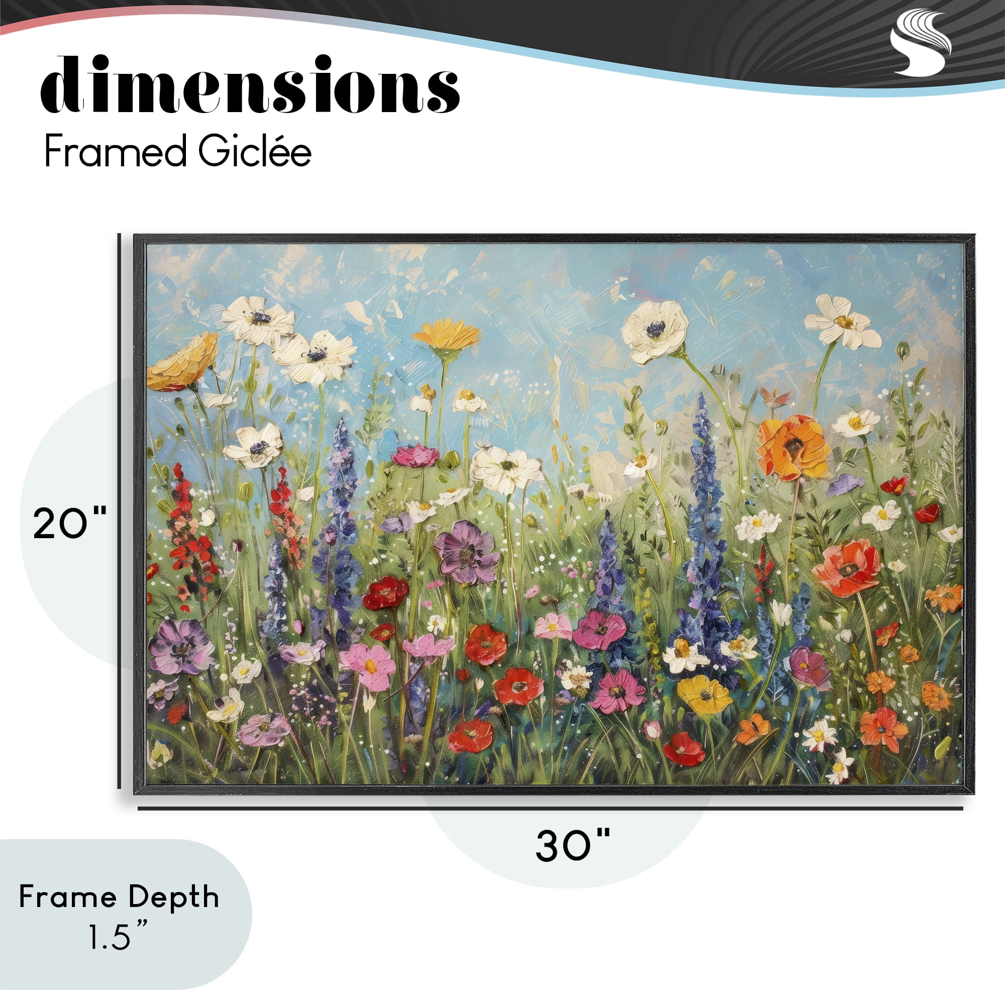 Stupell Industries Wildflower Field of Spring Blooms Black Framed Giclee Art, design by Creative Studio