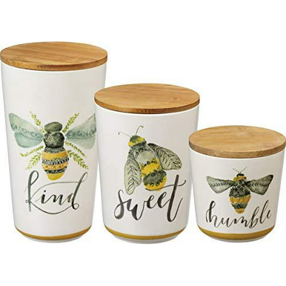 Primitives by Kathy Kitchen Canisters, Set of 3, Bees - Kind, Sweet, Humble
