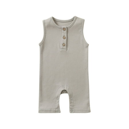 

DTBPRQ Infant Newborn One Piece Jumpsuits Baby Boys Girls Cotton Linen Plus Size Romper Summer Solid Jumpsuit Sleeveless Overalls Clothing Set