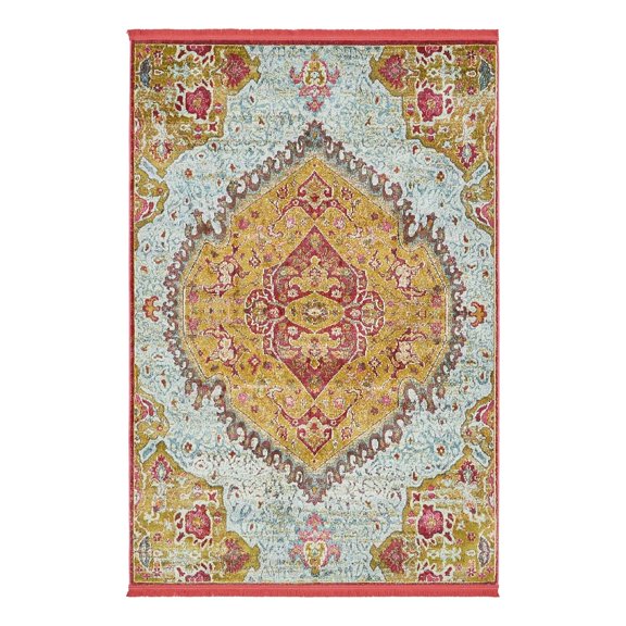 Unique Loom Baracoa Collection Area Rug - Vedado (4' 3" x 6' 1" Rectangle Gold/Green)