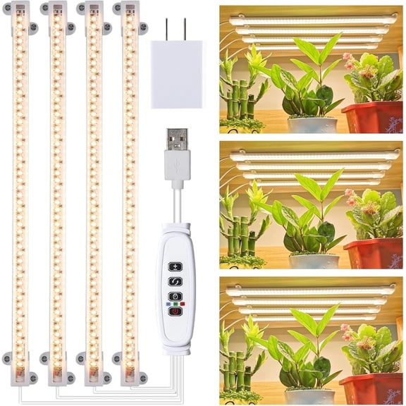 Fyniora LED Grow Light Strips, Grow Lights for Indoor Plants Full Spectrum 3000K, Plant Light Bar with 3/9/12H Timer, 10 Dimmable Levels & 3 Light Modes for Seedling Hydroponics Succulent