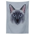 thumbnail image 3 of Ambesonne Animal Tablecloth Rectangular Table Cover, Siamese Cat Portrait, 52"x70", White Sky Blue and Grey, 3 of 4