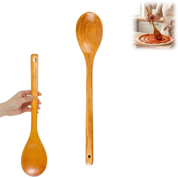 Extra Long Handle Wooden Spoon -16.5 inch Wooden Kitchen Utensils Wood Stirring Wood Soup Cooking Mixing Hardwood Cookware