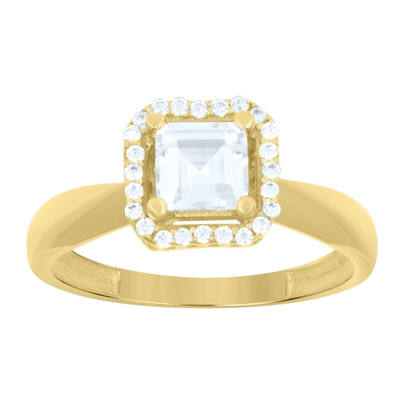 10kt 10k Yellow Gold Womens Cushion-Cut Round Cubic-Zirconia Engagement Ring