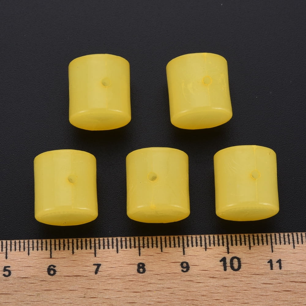 Imitation Jelly Acrylic Beads Column Yellow 14.5x14.5mm Hole: 1.8mm about 200pcs/500g