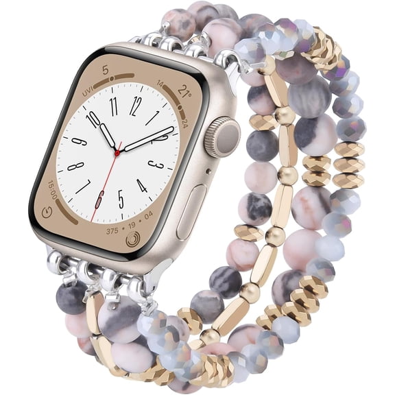 Beaded Boho Bracelet Compatible for Apple Watch Band 40mm/38mm/41mm/42mm Series 10 9 8 7 SE Series 6/5/4 Women Fashion Cute Handmade Crystal Beads Str