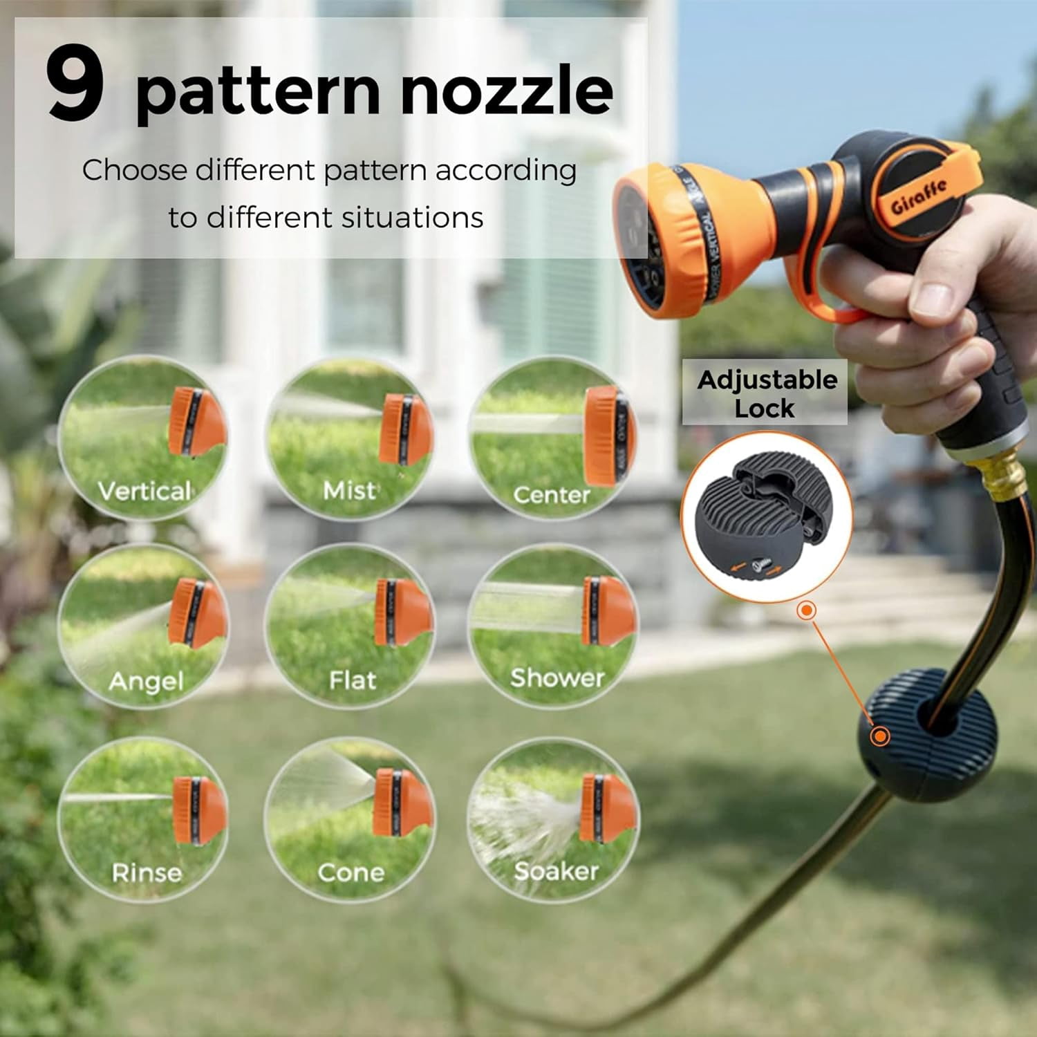 Giraffe Tools Retractable Garden Hose Reel with 1/2in-100ft Hose, Metal Bracket