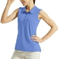 thumbnail image 2 of CYRBOKO Women's Tank Tops, Sleeveless Turn-down Collar 2025 Summer Sport Polo Shirts Blue Size 2XL, 2 of 7
