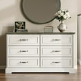 thumbnail image 3 of FANRAL Farmhouse 6 Drawers Dresser for Bedroom,Wood Rustic Storage Cabinet Chest of Drawers with Metal Handles,White Dresser, 3 of 8