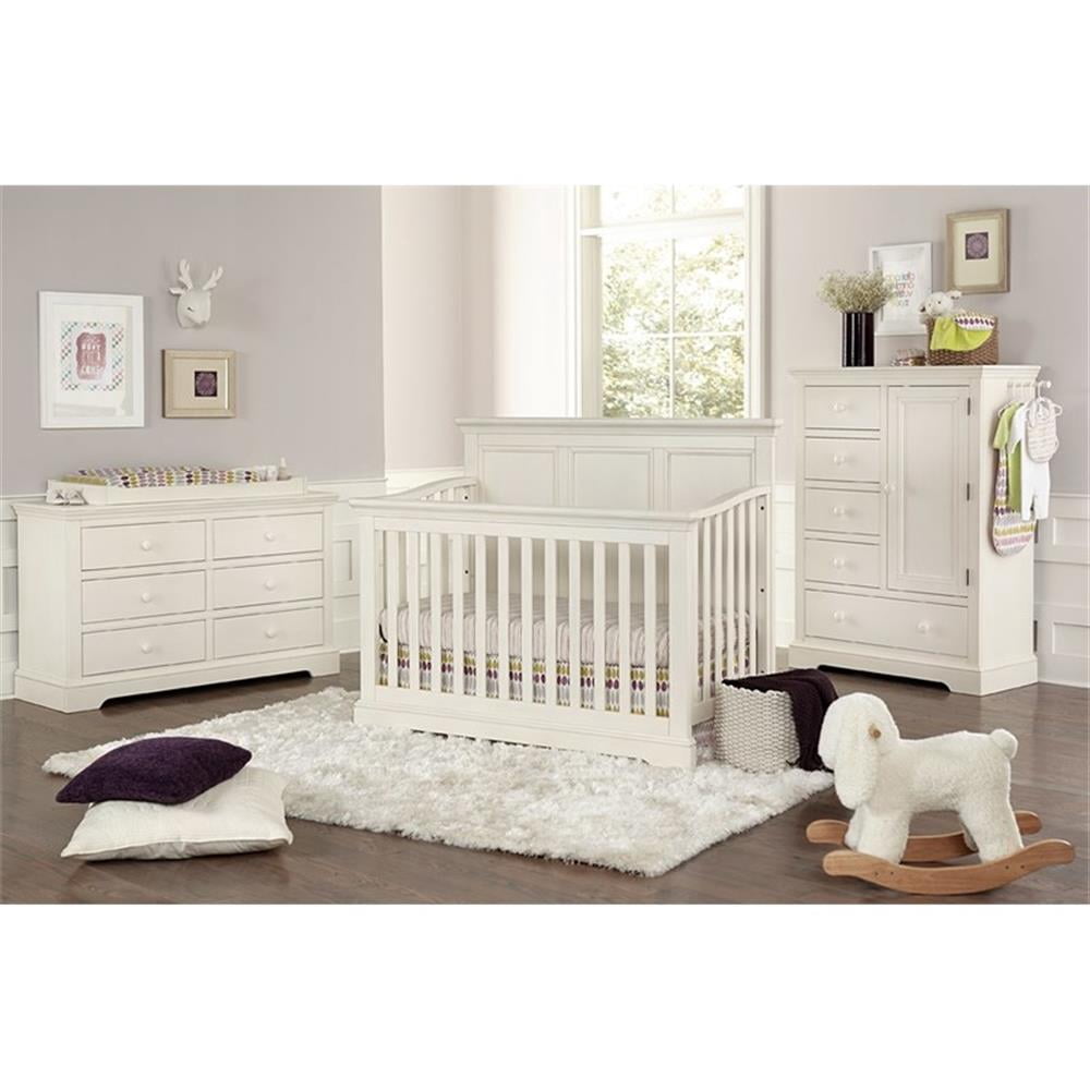 Pemberly Row Wood Farmhouse Sturdy Toddler Rail in Chalk White