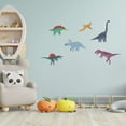 thumbnail image 2 of Dinosaur Collection Artwork Vinyl Wall Decal - T-rex, Long Neck, Triceratops and Pterodactyl Dinos from Jurassic Park for Kid's Room Wall Decoration 20" x 12", 2 of 5