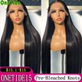 thumbnail image 2 of ONETIDE-Peluca de cabello humano liso para mujer, postizo de encaje Frontal transparente de 34 pulgadas, 13x4, con cierre, 2 of 4