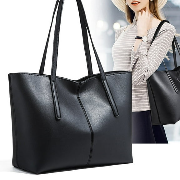 ORDDIART Hobo Shoulder Bags For Women Black Rectangular Pu Polyester Large Capacity 1Set