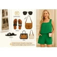 thumbnail image 5 of JWD Women's 2 Piece Square Neck Sleeveless Shorts Casual Set Women's Summer Top Drak Green L, 5 of 10