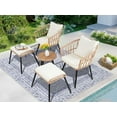 thumbnail image 7 of 5 Piece Patio Bistro Set with Ottoman, Outdoor Wicker Apartment Balcony Furniture Sets, Rattan Table and Chairs Set of 2 for Porch Backyard Deck, Yellow,Beige, 7 of 7