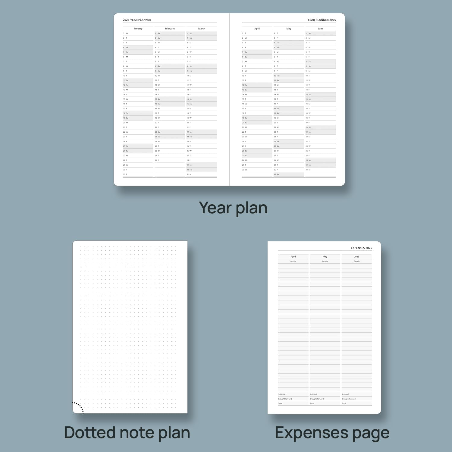 POPRUN 2025 Daily Planner A5-5.5" x 8.5" Planners & Appointment Book, Hardcover with Storage Pocket, Monthly Tabs, Pen Holder - Burgundy