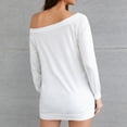 thumbnail image 4 of Whataatahia Top con Hombros Descubiertos para Mujer Jersey De Manga Larga De Color Puro Camisa Suelta Elástica para Mujer Top para Fiesta Diaria Trabajo Blanco XL, 4 of 6