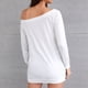 thumbnail image 4 of Camisa suelta de color puro para uso diario, fiesta, trabajo - Blusa elegante de manga larga con hombros descubiertos en talla XXL blanca, 4 of 6