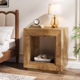 thumbnail image 4 of CRXX Rustic Brown End Table, 24" Side Table with Storage Shelf, Farmhouse Style Nightstand Bedside Table (1, Natural), 4 of 8