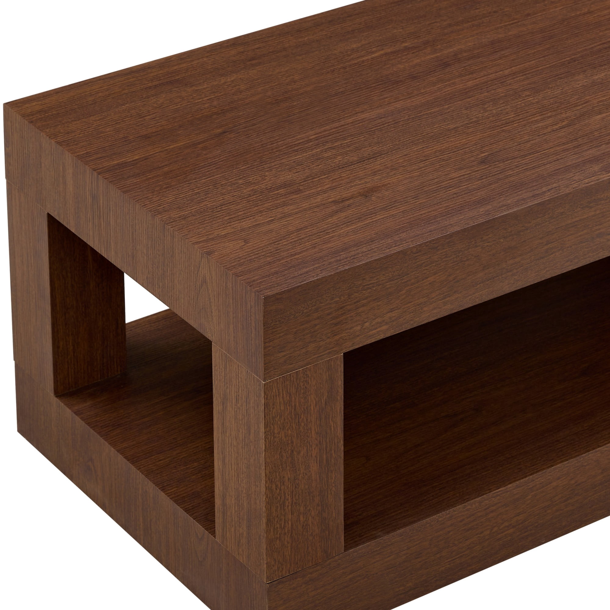 Alvantor Coffee Table Modern 2-Tier with Open Shelf for Living Room, 40"x21"x18", Walnut